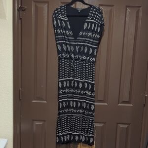 Lucky Brand Faux Wrap Black and White Patterned Dress